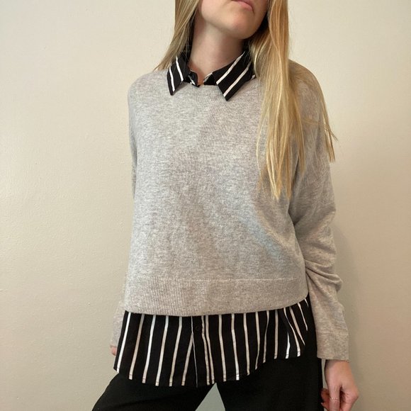 Vertical Black and White Striped Button Top - Picture 3 of 4